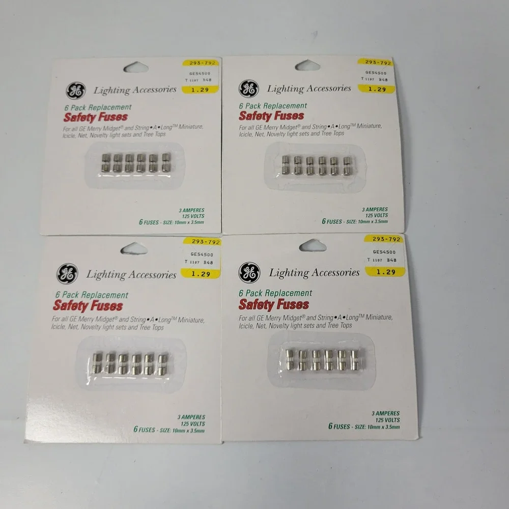 GE Lighting 6 Pack Replacement Safety Fuses 3 Amperes 125 Volts Christmas 2005
